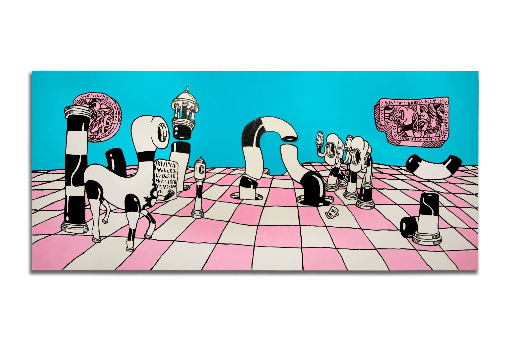 15. Waro, Persistence of the abyss, 2024, acrilico su tela, 85x196 cm