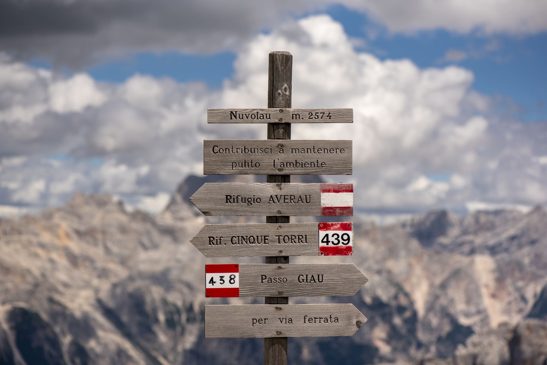 Hiking a Cortina, cartelli